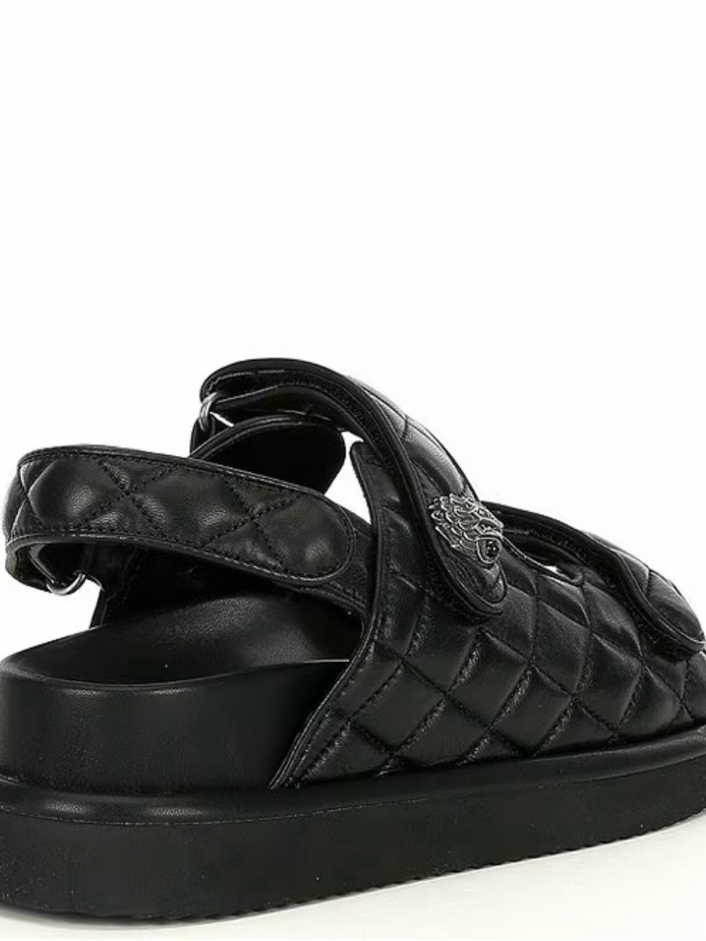 NWOT Kurt Geiger Black Quilted Leather Double-Strap Sandals - Picture 3 of 5